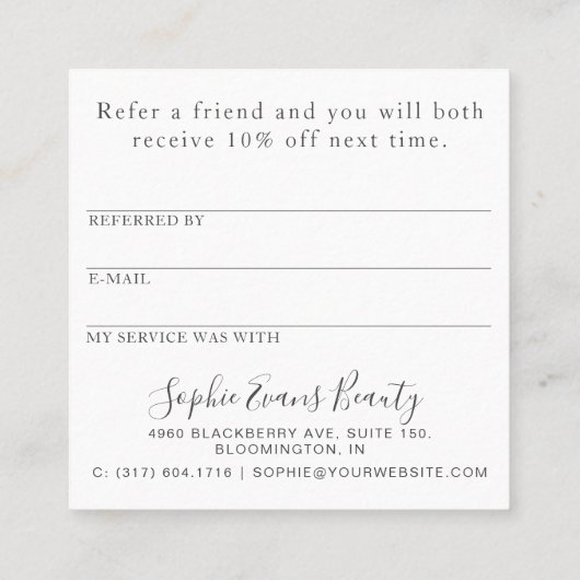 Carte de référence d'amour moderne (Dos)