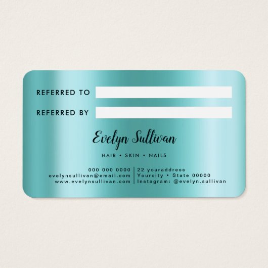 Carte de référence de fausse feuille d'agate turqu (Dos)