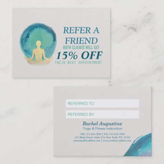 Carte de référence de l'instructeur YOGA turquoise (Devant / Derrière)