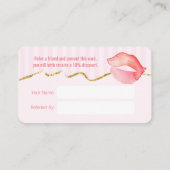 Carte de référence de maquillage rose et rayures (Dos)