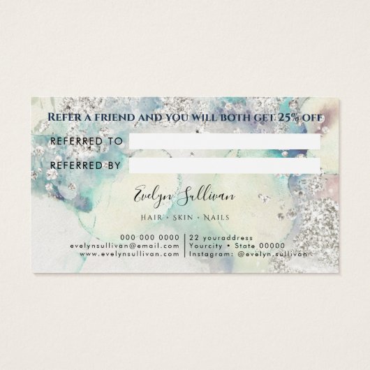 Carte de référence de parties scintillant argent t (Dos)