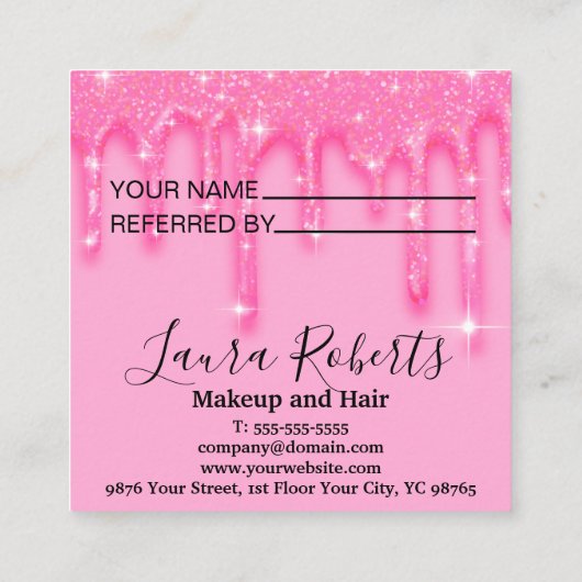 Carte de référence de Parties scintillant rose pou (Dos)