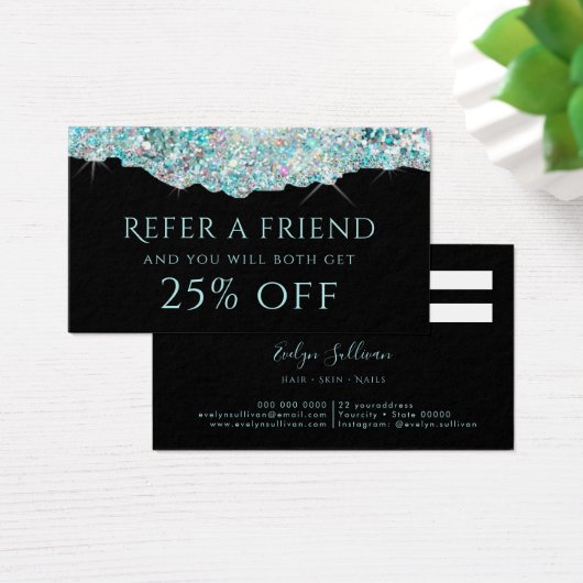 Carte de référence de parties scintillant turquois (Bureau)