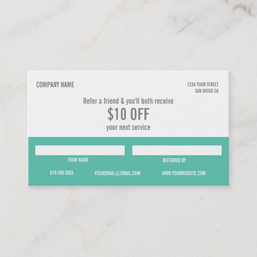 Carte de référence de salon (Devant)