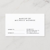 Carte de référence de salon Black Floral Rose Gold (Dos)