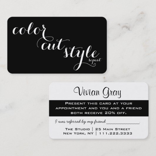 Carte de référence de salon en gras - répétition d (Devant / Derrière)