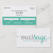 Carte de référence de thérapeute de massage (Devant / Derrière)