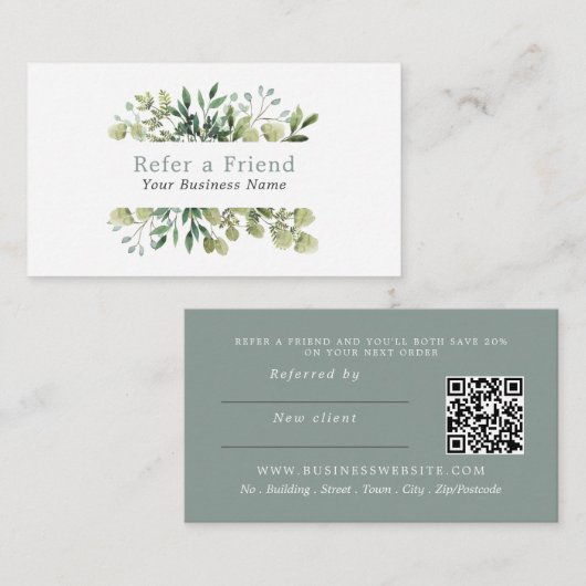 Carte de référence du cadre de feuillage floral (Devant / Derrière)