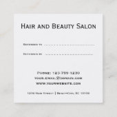 Carte de référence du salon de beauté noir et blan (Dos)