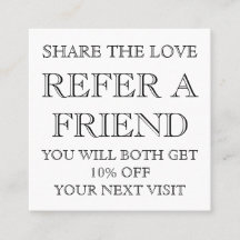 Carte de référence du salon de beauté noir et blan