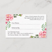 Carte de référence du salon de beauté rose rose ro (Dos)