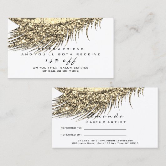 Carte de référence du salon Lash de maquillage d'o (Devant / Derrière)