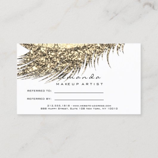 Carte de référence du salon Lash de maquillage d'o (Dos)