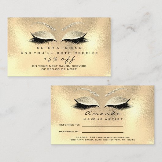 Carte de référence du salon Lash de maquillage mai (Devant / Derrière)