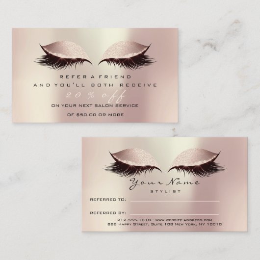 Carte de référence du salon Lashes de maquillage r (Devant / Derrière)