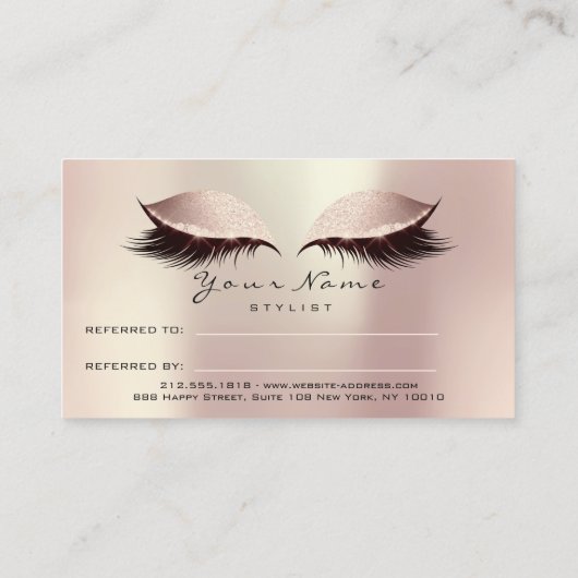 Carte de référence du salon Lashes de maquillage r (Dos)