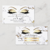 Carte de référence du salon Lashes d'or en marbre (Devant / Derrière)