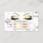 Carte de référence du salon Lashes d'or en marbre (Dos)