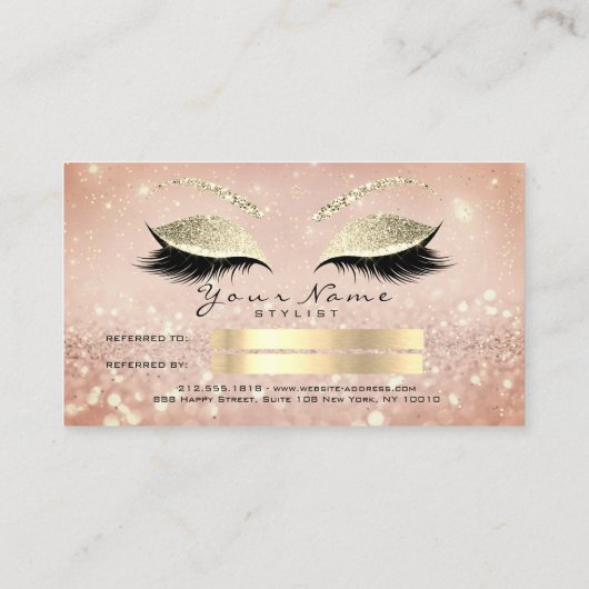 Carte de référence du salon Lashes Rose en or maig (Dos)