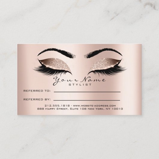 Carte de référence du salon Maquillage Rose Lashes (Dos)