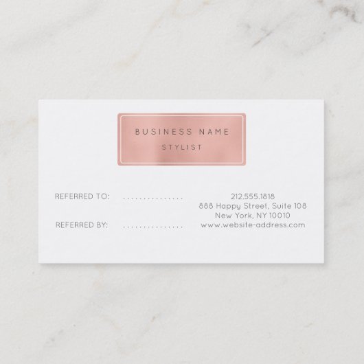 Carte de référence du salon Rose rose or blanc gri (Dos)