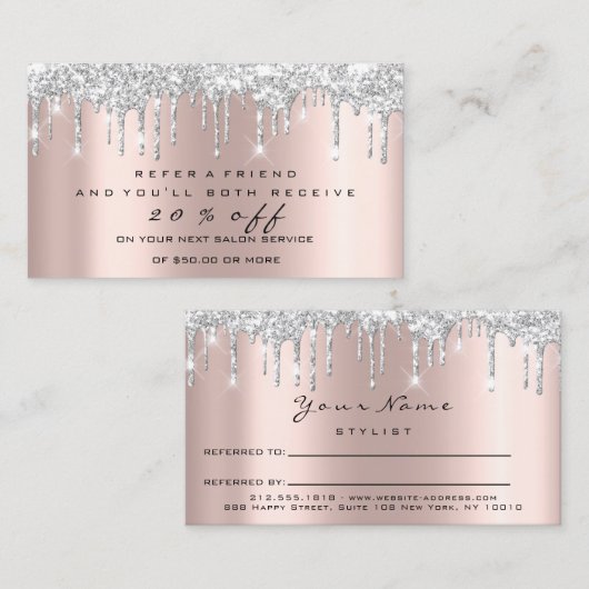 Carte de référence du salon Silver Maquillage Lash (Devant / Derrière)