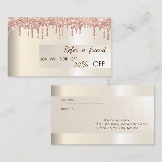 Carte de référence élégante des Parties scintillan (Devant / Derrière)