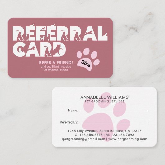 Carte de référence Empreinte de patte des services (Devant / Derrière)