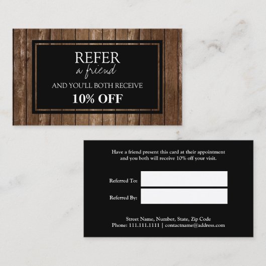 Carte de référence en bois rustique (Devant / Derrière)