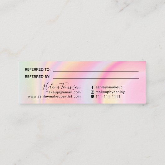 Carte de référence en marbre arc-en-ciel rose unic (Dos)