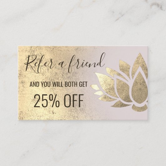 carte de référence fausse feuille or lotus design (Devant)