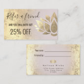 carte de référence fausse feuille or lotus design (Devant / Derrière)