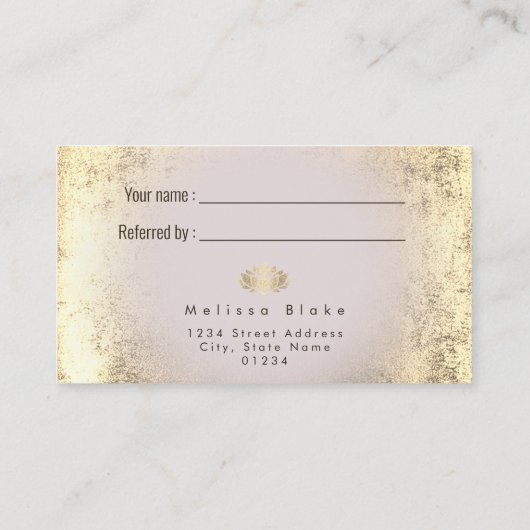 carte de référence fausse feuille or lotus design (Dos)