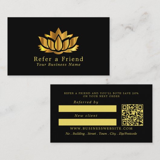 Carte de référence Gold Lotus Flower (Devant / Derrière)