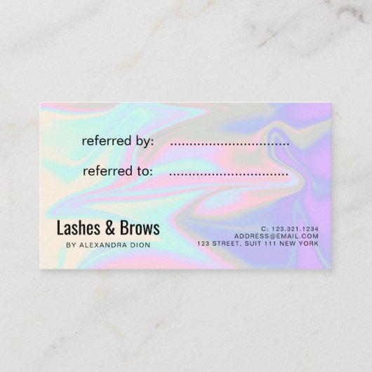 Carte de référence holographique moderne et élégan (Dos)