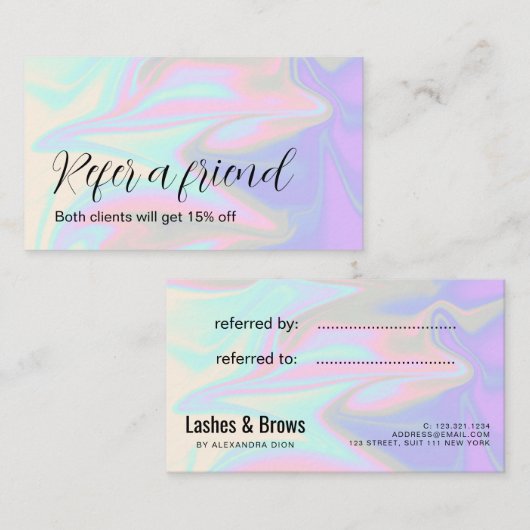 Carte de référence holographique moderne et élégan (Devant / Derrière)