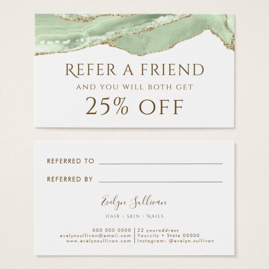 Carte de référence Jade Green Agate (Devant & derrière)