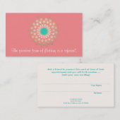 Carte de référence Mandala Pink Coral Feuille Orné (Devant / Derrière)