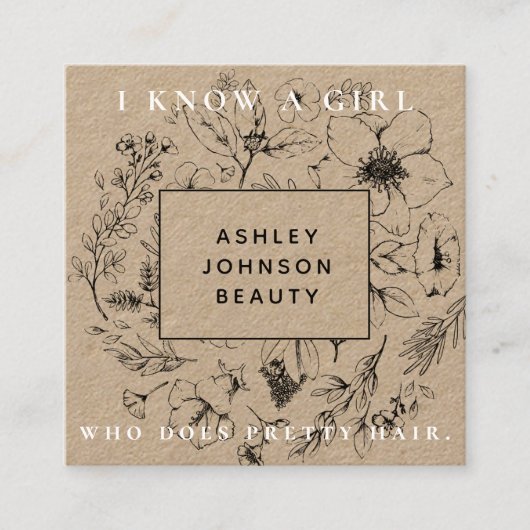 Carte de référence moderne Botanique Kraft noir &  (Devant)