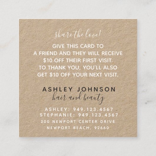 Carte de référence moderne Botanique Kraft noir &  (Dos)