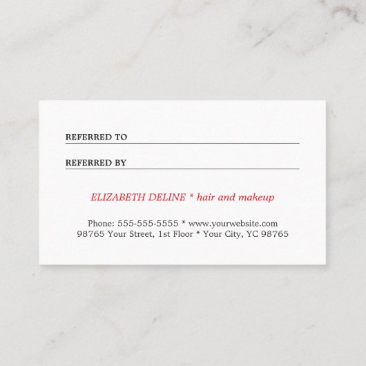 Carte de référence moderne élégante Red Faux Argen (Dos)