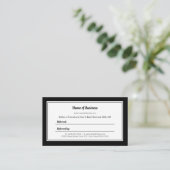 Carte de référence moderne en noir et blanc (Debout devant)
