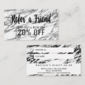 Carte de référence moderne en noir et Marbre blanc (Devant / Derrière)