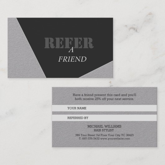 Carte de référence moderne Gris Artistique Noir Mo (Devant / Derrière)