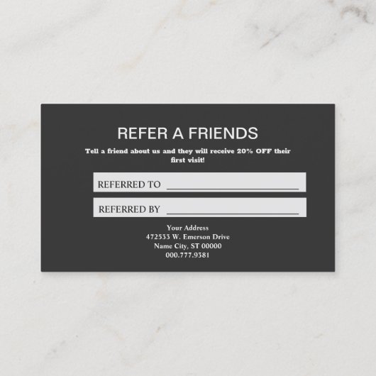 Carte de référence moderne Gris Artistique Noir Mo (Dos)