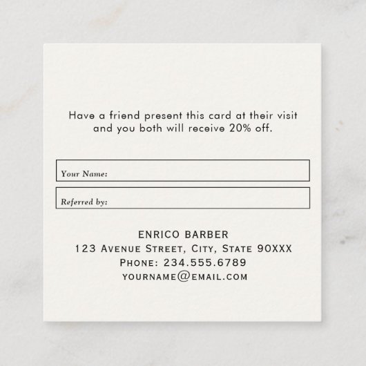 carte de référence moderne personnalisée de salon  (Dos)