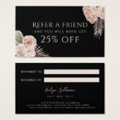 Carte de référence noire rose Boho (Devant & derrière)