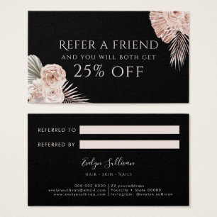 Carte de référence noire rose Boho