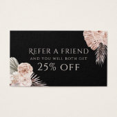 Carte de référence noire rose Boho (Devant)