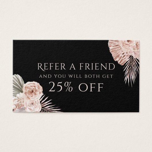 Carte de référence noire rose Boho (Devant)